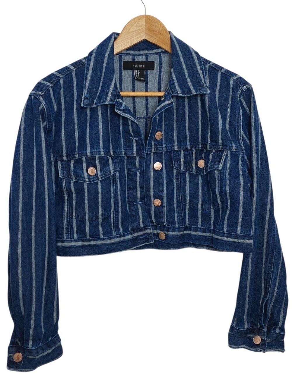 Forever 21 Women's Size Small Demin Jacket Striped Trucker